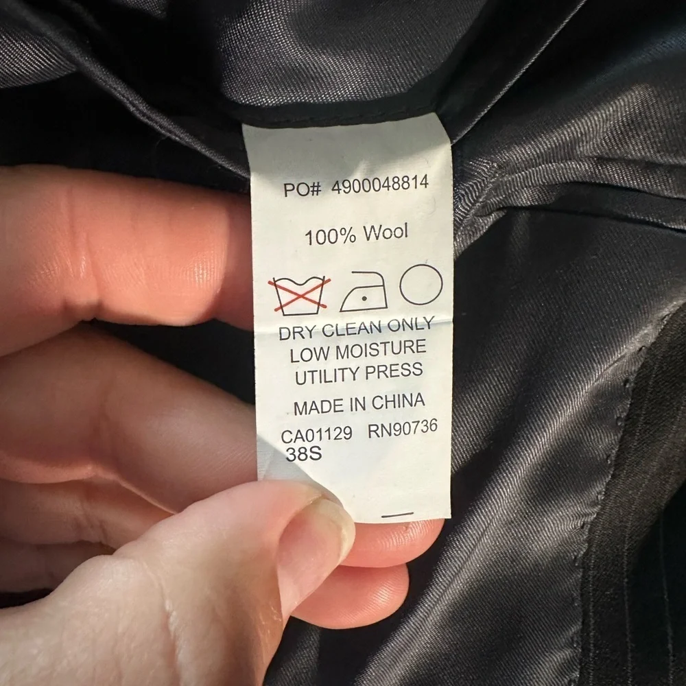 Ralph Ralph Lauren 100% Wool Pinstripe Suit Jacket Blazer Men’s 38S Short Black